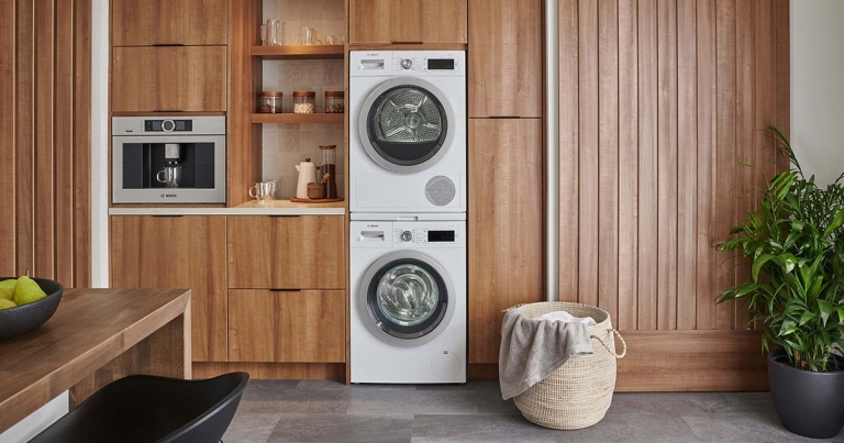 A bosch washing machine with dryer